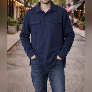 Old Navy Men's Button Down Long Sleeves Fleece Shirt Sweater Navy Size XL Tall